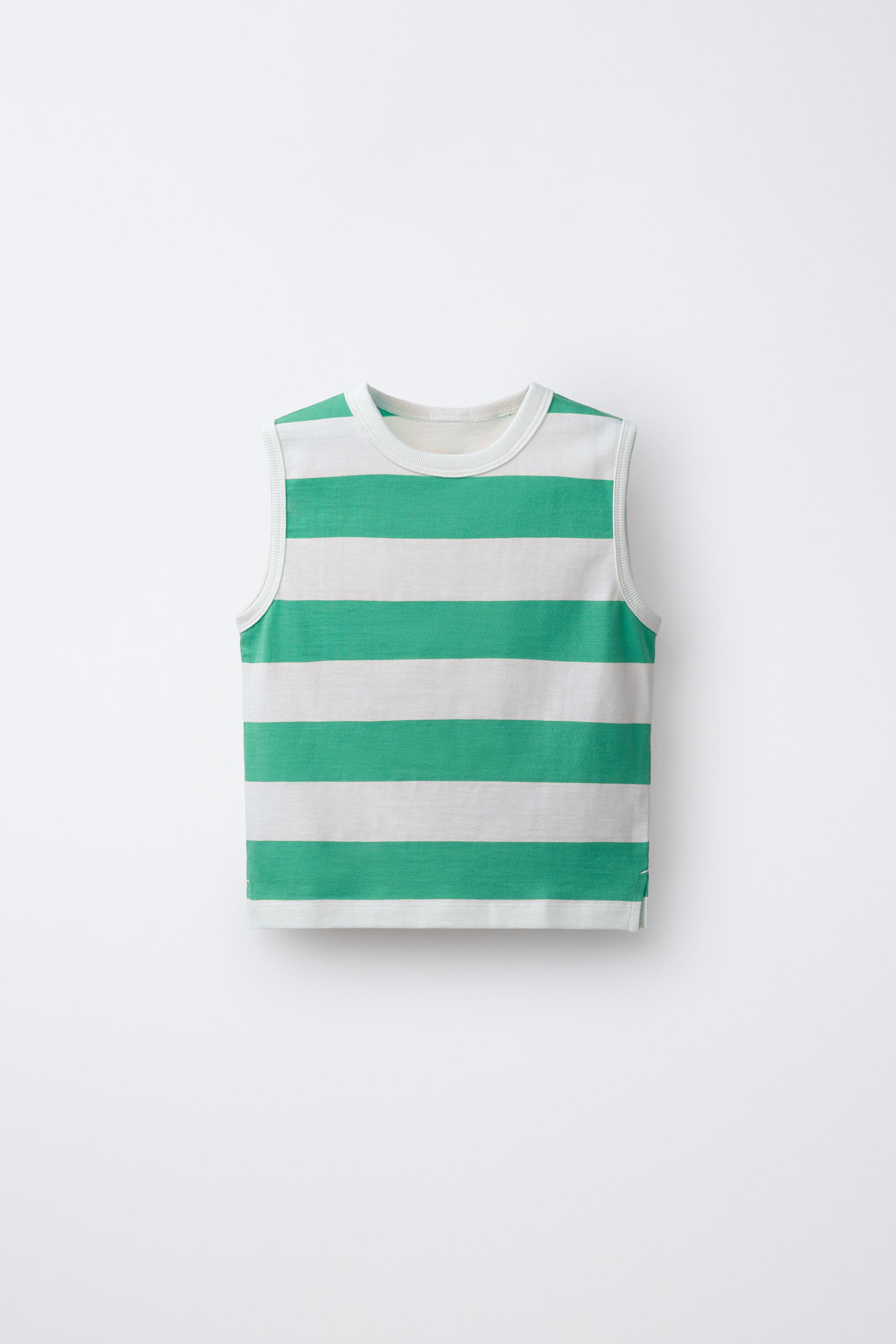 STRIPED SLEEVELESS T-SHIRT